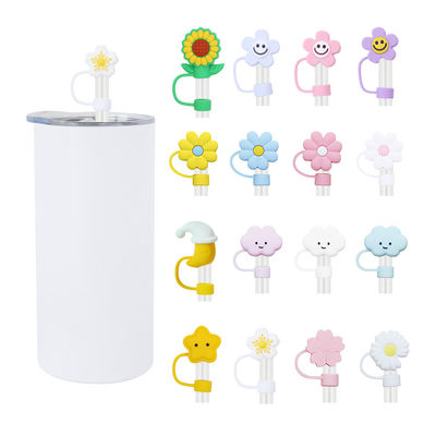 Berbagai Bunga Silicone Straw Straw Hat Cap Toppers Tutup Untuk Tumbler Cup