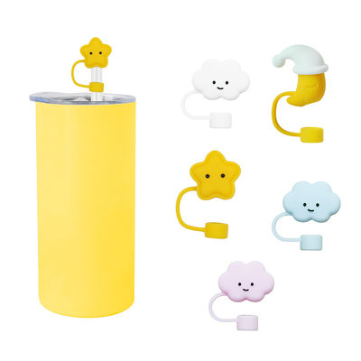 Berbagai Bunga Silicone Straw Straw Hat Cap Toppers Tutup Untuk Tumbler Cup
