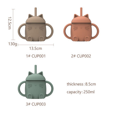 Grade Makanan Silicone Straw Sippy Cup 200ml Kapasitas