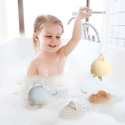 NEW sealife hewan kartun desain anak-anak silikon Toys Bath Set untuk balita 100% Food Grade silikon mainan memancing kit