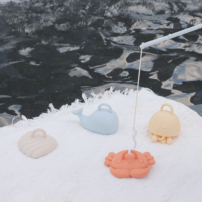 NEW sealife hewan kartun desain anak-anak silikon Toys Bath Set untuk balita 100% Food Grade silikon mainan memancing kit