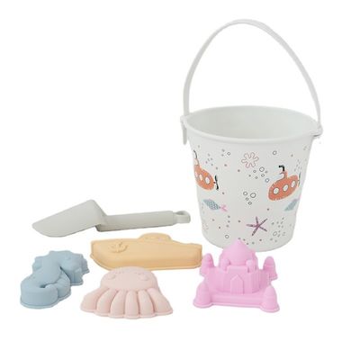 BSCI Pabrik grosir kustom EN71 diuji percetakan transfer panas silikon putih terang Baby Toys kit mainan pantai pasir set untuk anak-anak