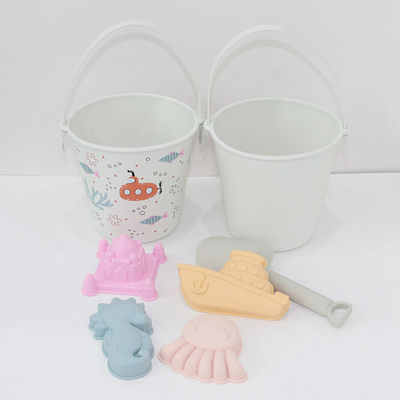 BSCI Pabrik grosir kustom EN71 diuji percetakan transfer panas silikon putih terang Baby Toys kit mainan pantai pasir set untuk anak-anak