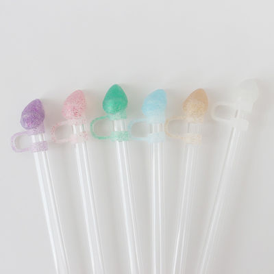 NEW Arrival heart diamond glitter designs Straw Cover Topper 3D 10mm Straw Toppers Topi untuk tumblers cangkir gelas
