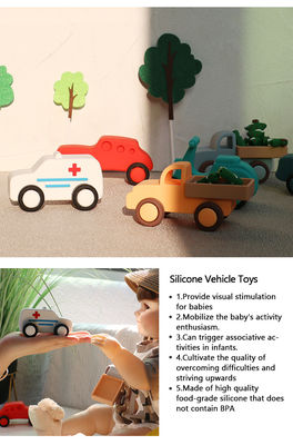 Pabrik Grosir Silikon bayi anak Mobil Mainan Bayi Montessori Mainan Mobil Untuk Anak Kecil Biologi Teething