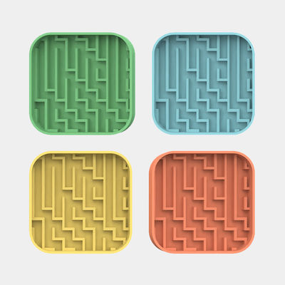 Custom Cute Labyrinth Labyrinth Pola Silikon Pet Anjing Makanan Makan Mat Silikon Slow Feeder Menjilat Pad