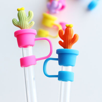 Kaktus Straw Stoppers Protector Asesoris Minum Dan Desain Praktis Berguna Kembali Cute Silicone Straw Lid Tips Protectors
