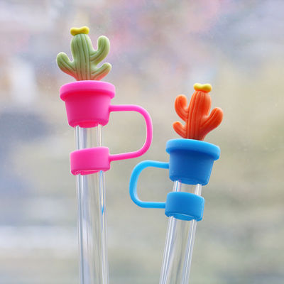 Kaktus Straw Stoppers Protector Asesoris Minum Dan Desain Praktis Berguna Kembali Cute Silicone Straw Lid Tips Protectors