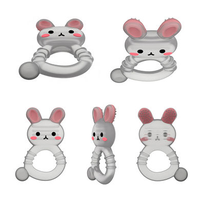 2025 Pabrik Bunny Cute Design Transparan Sensor Ice Cream Freezable Silikon Baby Air Diisi Teether