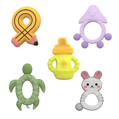 2025 Pabrik Bunny Cute Design Transparan Sensor Ice Cream Freezable Silikon Baby Air Diisi Teether