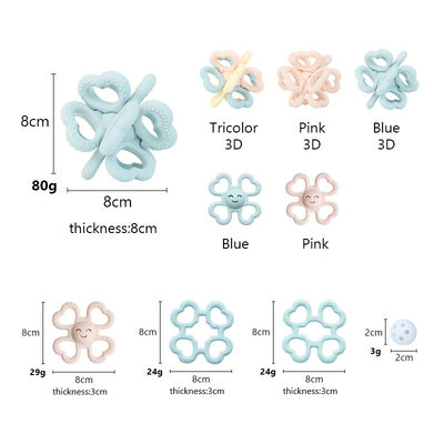 2025 Baru Custom Silicone Ring Soft 3D Kids Baby Rattle Toys BPA-Free Food Grade Teething Toys Menggoyangkan Soft Toy Teethers