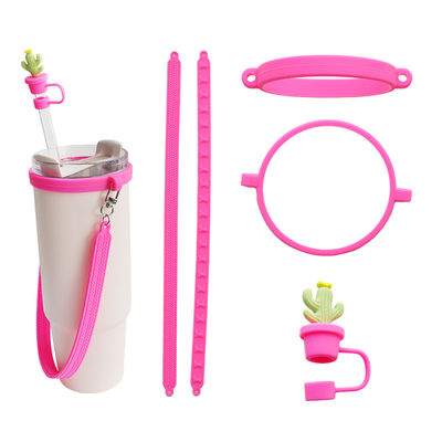 Custom Silicone Lanyard Handle Sling untuk Tumbler Pribadi Anti-Slip Sippy Cup Label Botol Air Bawa Strap Bar Aksesoris