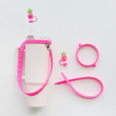 Custom Silicone Lanyard Handle Sling untuk Tumbler Pribadi Anti-Slip Sippy Cup Label Botol Air Bawa Strap Bar Aksesoris