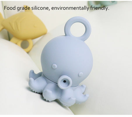 Custom Popular Silikon Samudra Hewan Gurita Ikan Penyu Kuda Laut Anak-anak Bayi Mandi Mainan Hadiah Set Air Spray Squishy