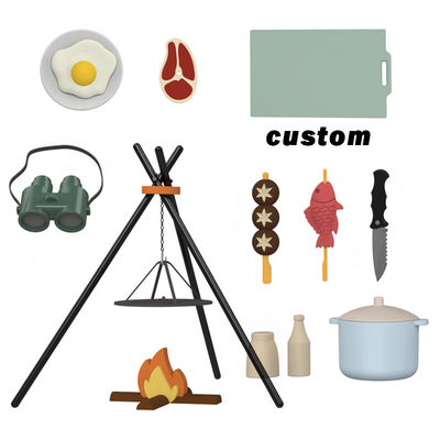 Custom Logo 19-PC Silikon Mini Chef Barbecue Peran Bermain Dapur Masak Mainan Set Berpura-pura Piknik Bermain Mainan Dapur Hadiah Mainan Bayi