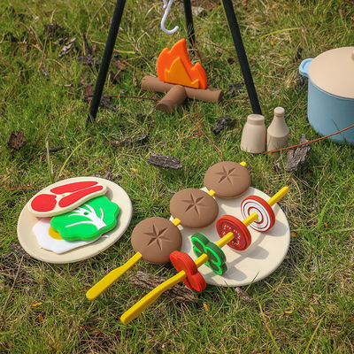 Custom Logo 19-PC Silikon Mini Chef Barbecue Peran Bermain Dapur Masak Mainan Set Berpura-pura Piknik Bermain Mainan Dapur Hadiah Mainan Bayi