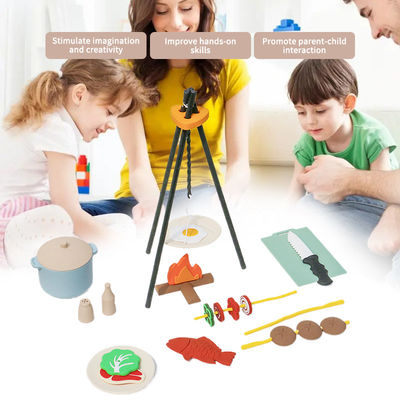 Custom Logo 19-PC Silikon Mini Chef Barbecue Peran Bermain Dapur Masak Mainan Set Berpura-pura Piknik Bermain Mainan Dapur Hadiah Mainan Bayi