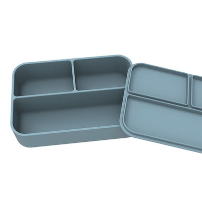 Sesuaikan Logo Portable Food Grade Silikon Kontainer Makanan persegi panjang Bento Box Dengan Tutup 3 Lattice
