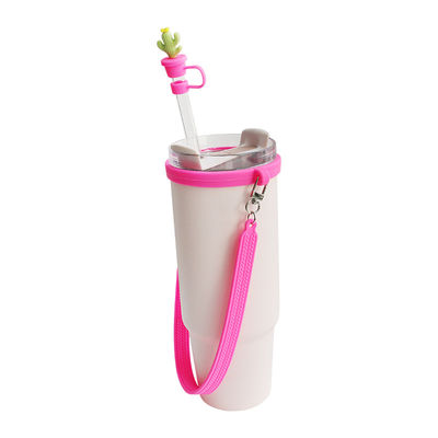 30oz 40oz Tumbler dengan Handle Anti-goresan Silicone Cup Sleeve dan Anti-slip Botol Air Handle Tali