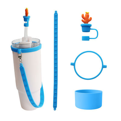 30oz 40oz Tumbler dengan Handle Anti-goresan Silicone Cup Sleeve dan Anti-slip Botol Air Handle Tali