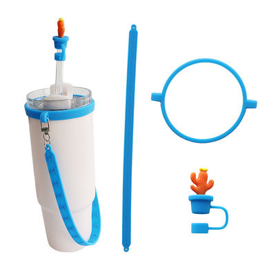 30oz 40oz Tumbler dengan Handle Anti-goresan Silicone Cup Sleeve dan Anti-slip Botol Air Handle Tali