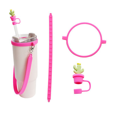 30oz 40oz Tumbler dengan Handle Anti-goresan Silicone Cup Sleeve dan Anti-slip Botol Air Handle Tali