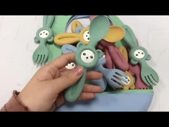 Garpu dan Sendok Silikon Gaya Panda Lucu Lembut Untuk Bayi Anak